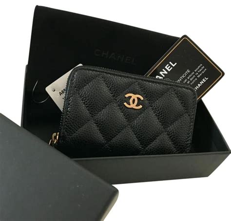 chanel card holder coin purse zip|Chanel card holder zip wallet.